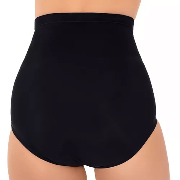 44. Swim Solutions Ultra High-Waist Swim Bottoms - Black - Picture 2 of 3
